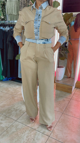 Beige Denim Trouser