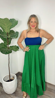 Natasha Navy Green Maxi Dress