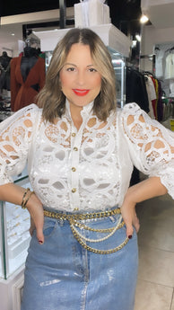 White Crochet Blouse