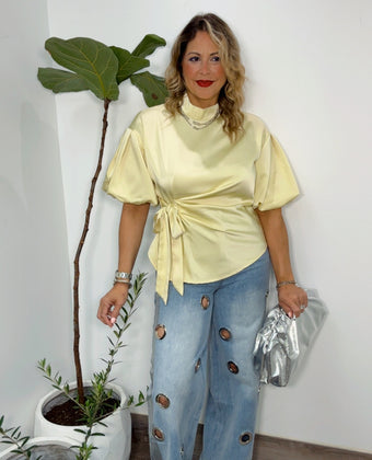 Lemon Satin Top