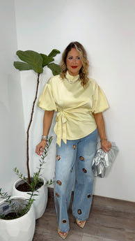 Lemon Satin Top