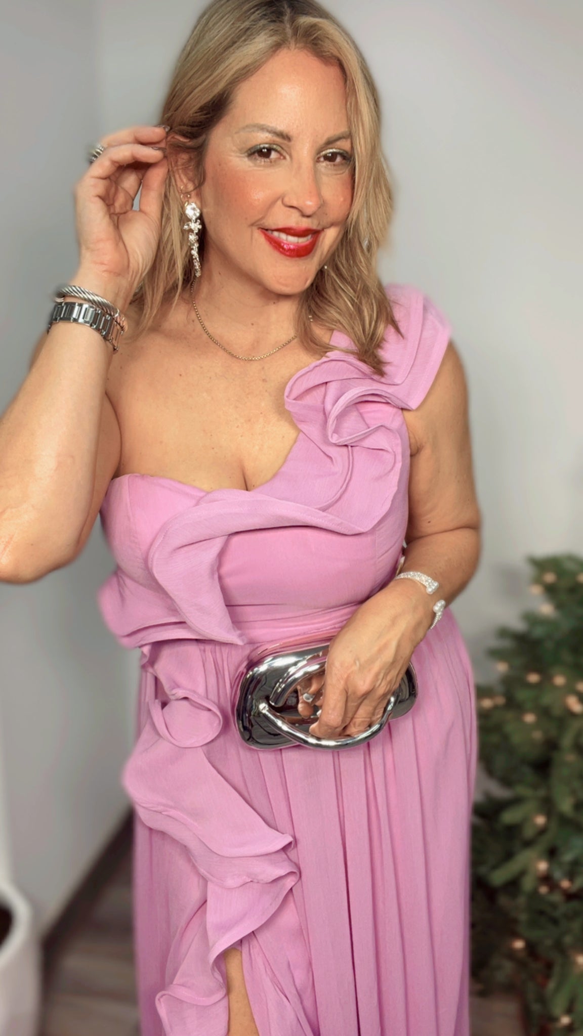 Blossom Ruffle One-Shoulder Gown