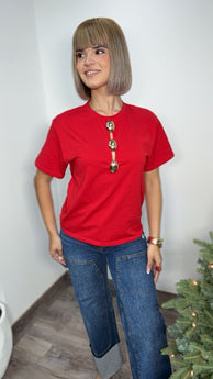 Red Gold Button Shirt