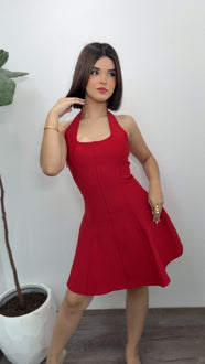 Amelia Halter Flare Dress