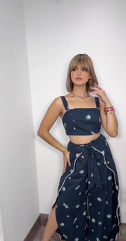 NAVY FLORAL TOP & PANT SET
