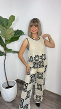 Crochet Black Flowers Nude Top & Pant Set