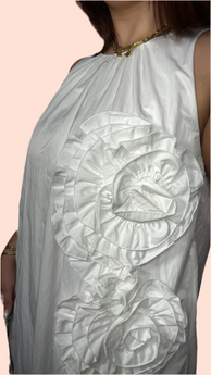 ANNA GRACIA FLOWER WHITE DRESS