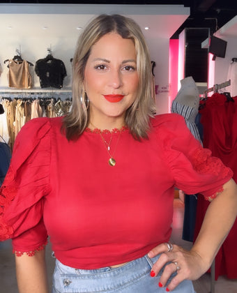Red Linen Blouse