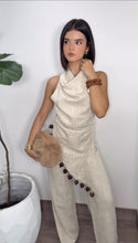 Ivory Wooden Botton Pant Set