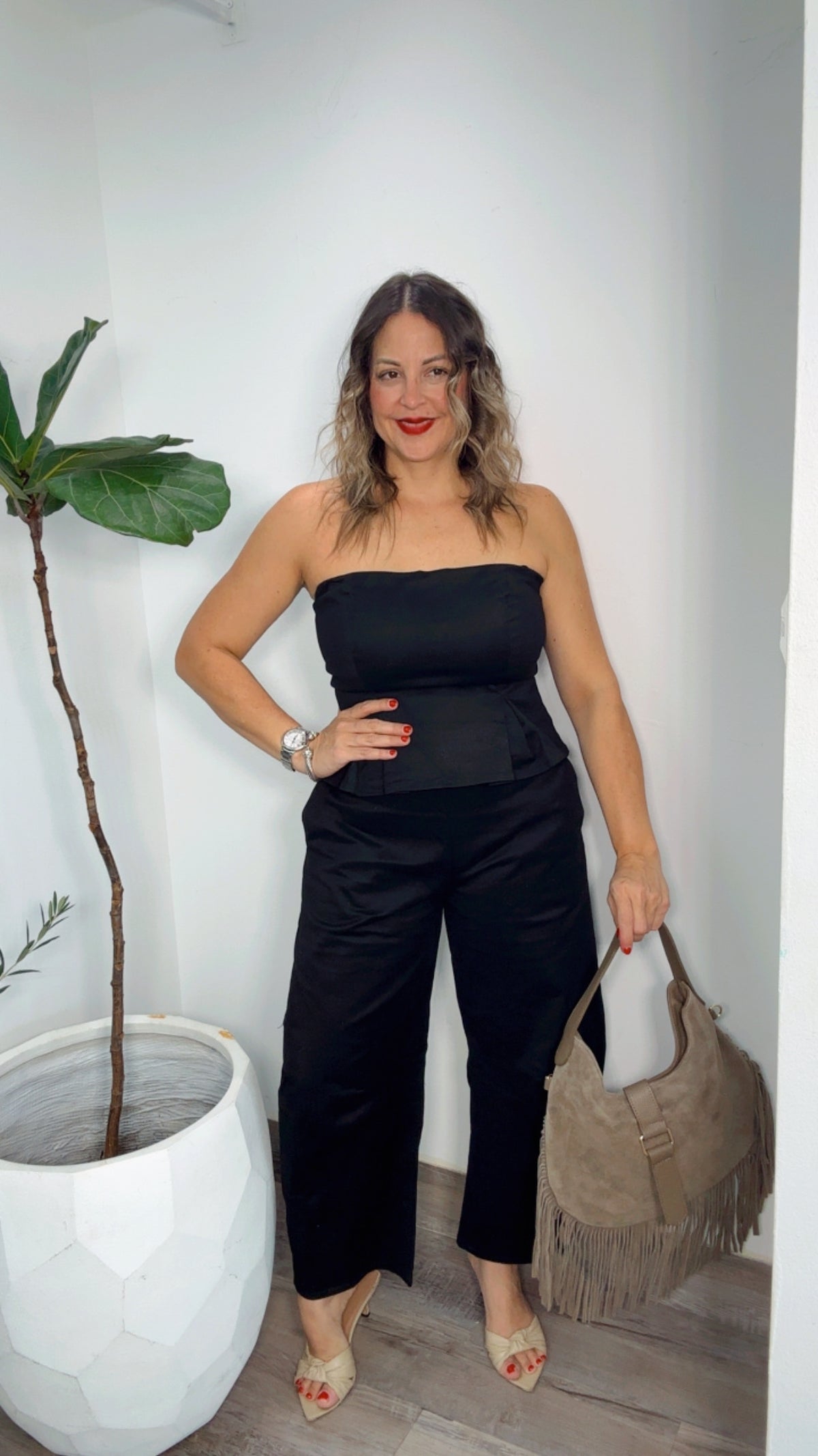 Black Peplum Barrel Jumsuit