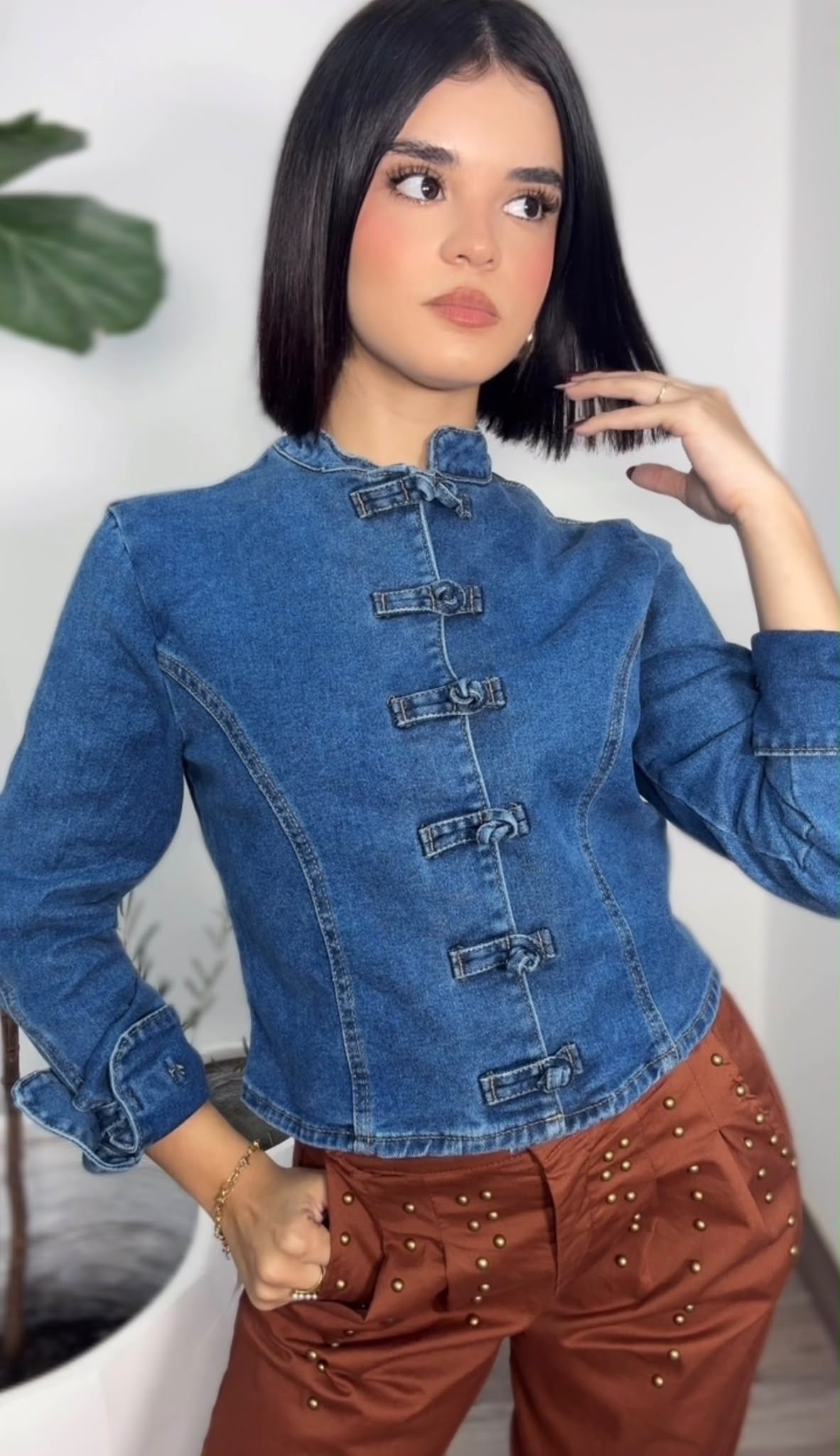 Mandarín Denim Strech Jacket