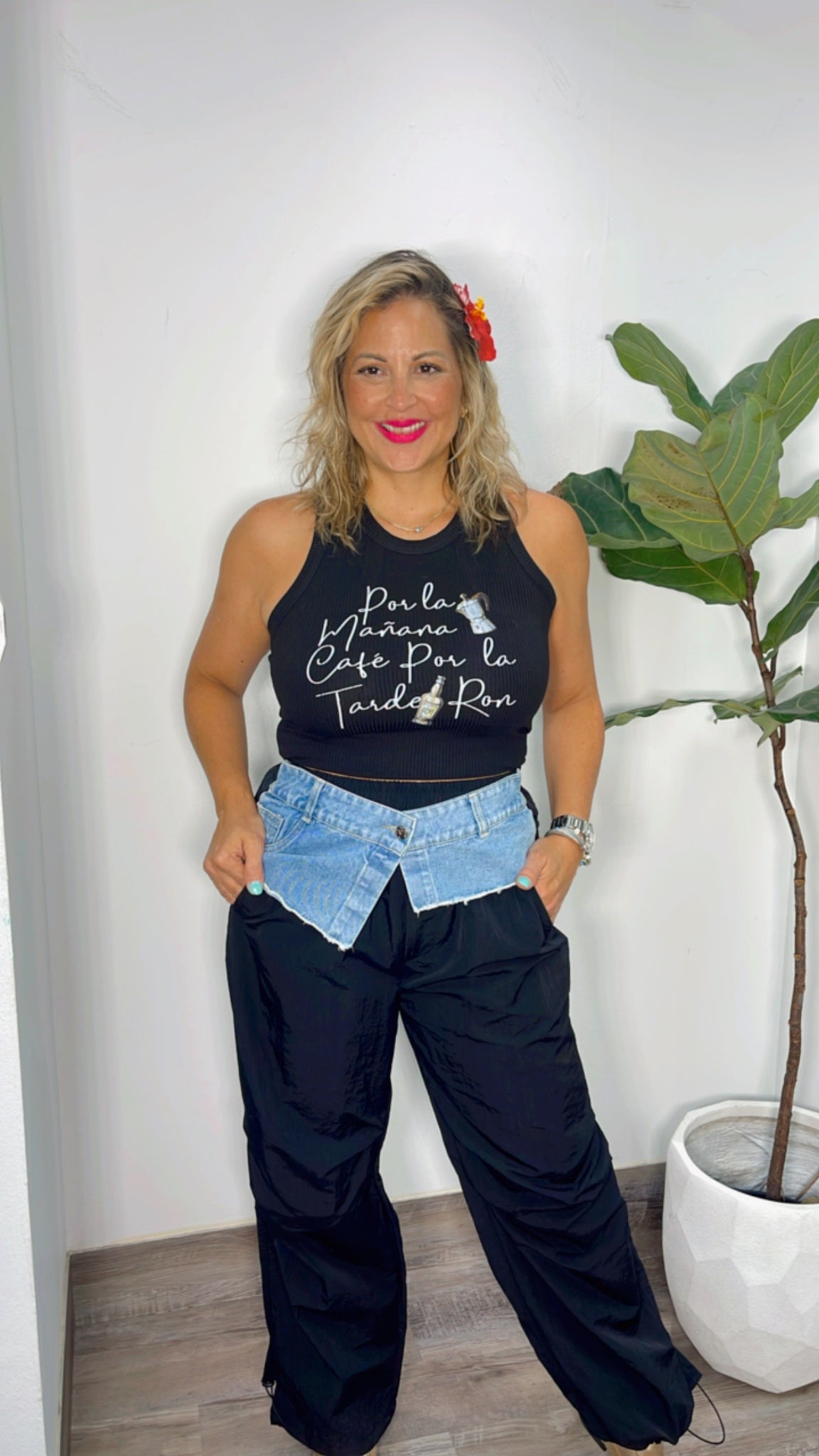 Por la Mañana Cafe por la tarde Ron Black Tank Top