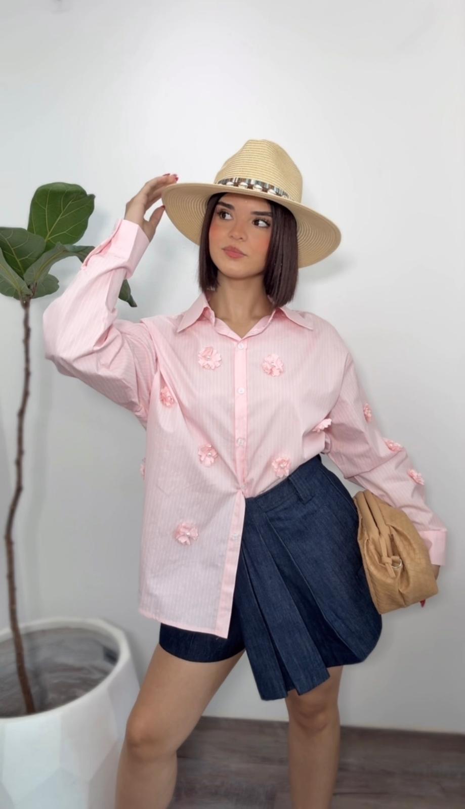 Pink Bloom Stripes Shirt