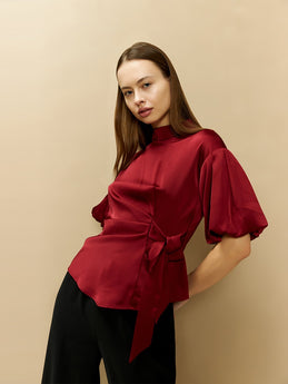 Burgundy Satin Blouse