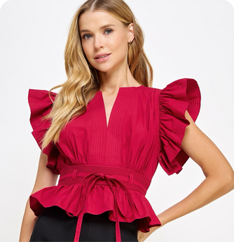 Burgundy Ruffle Blouse