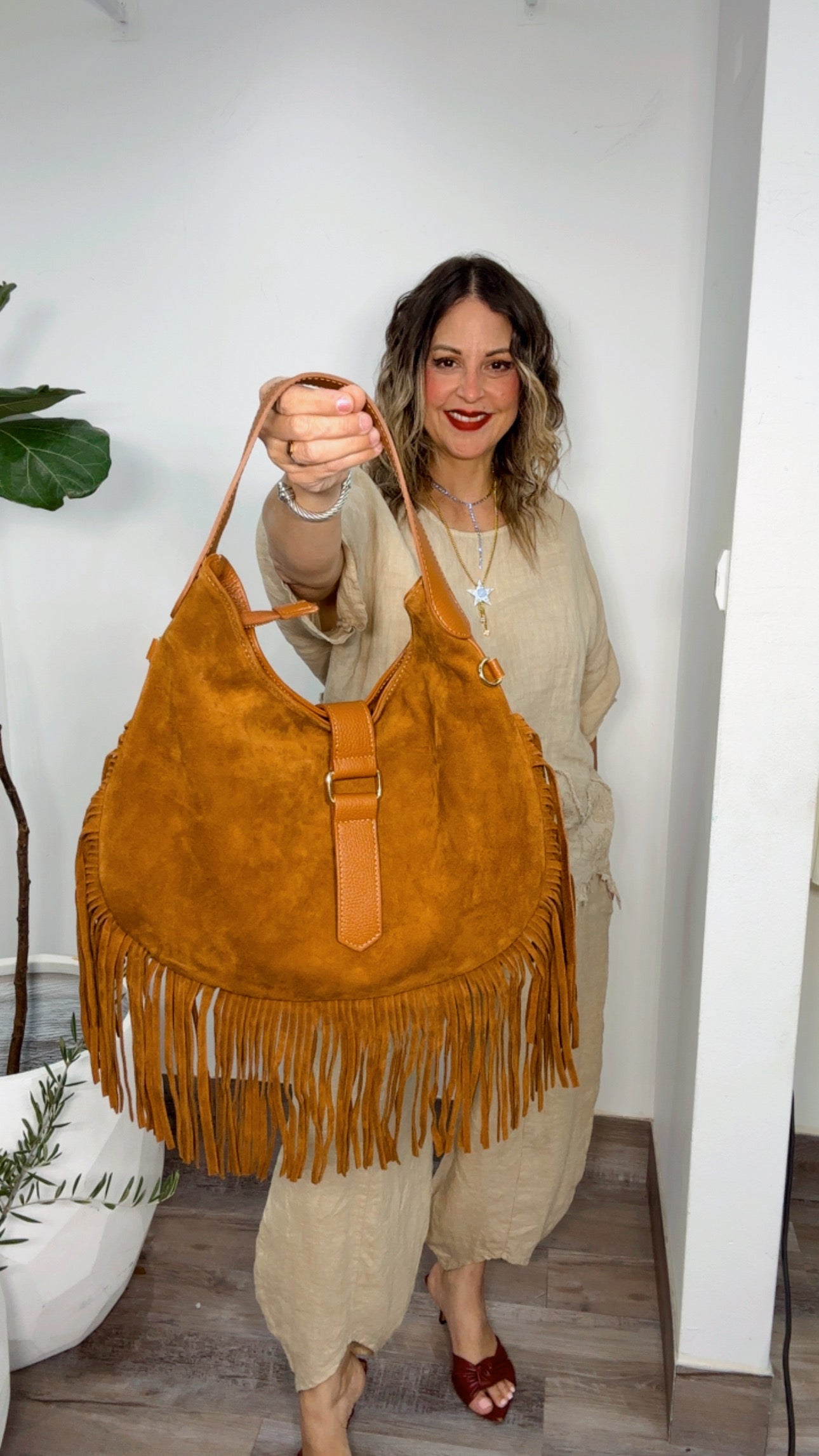 Caramel Fringe Leather Bags