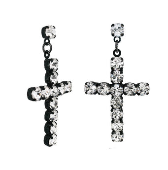 TOVA Earring Cross Black & Silver