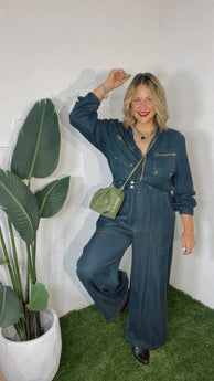 Navy Pockets Denim Jumpsuit