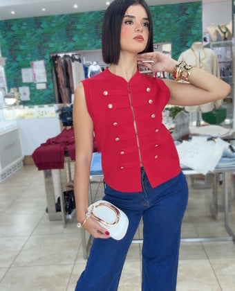 Red Wine Tailored Gold Vest