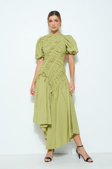 Lime Green Draped Dress