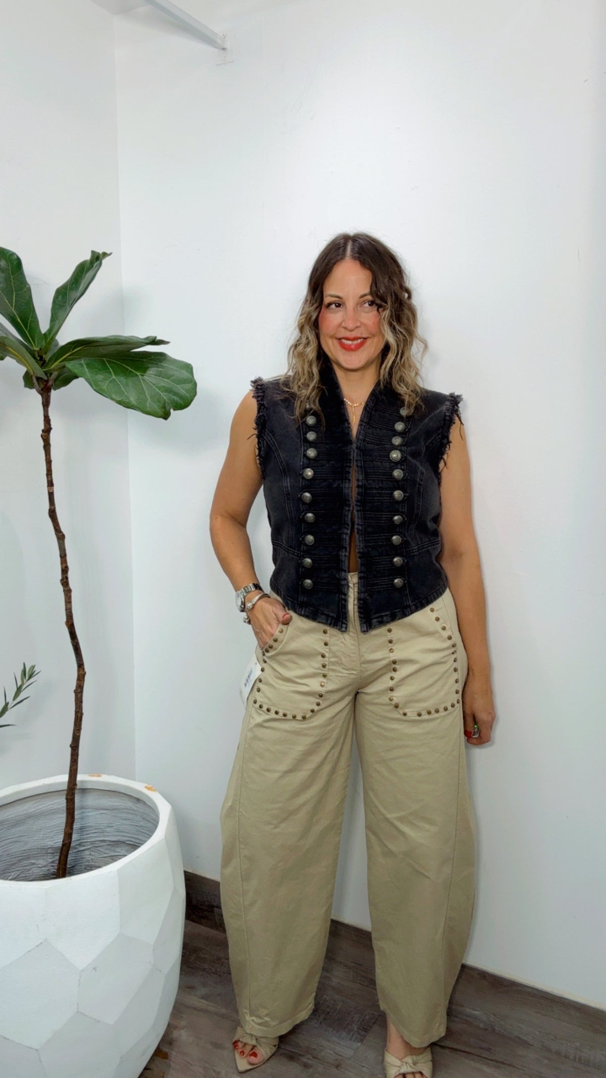 Black Wash  Denim Napoleón Vest