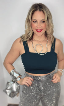 You Need Hunter Green Basic Crop Top