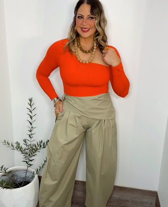 Sage Scarf Belt Wide Leg Pants
