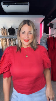 Red Linen Blouse