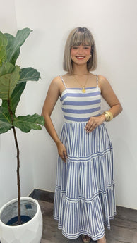 Striped Blue Midi Dress