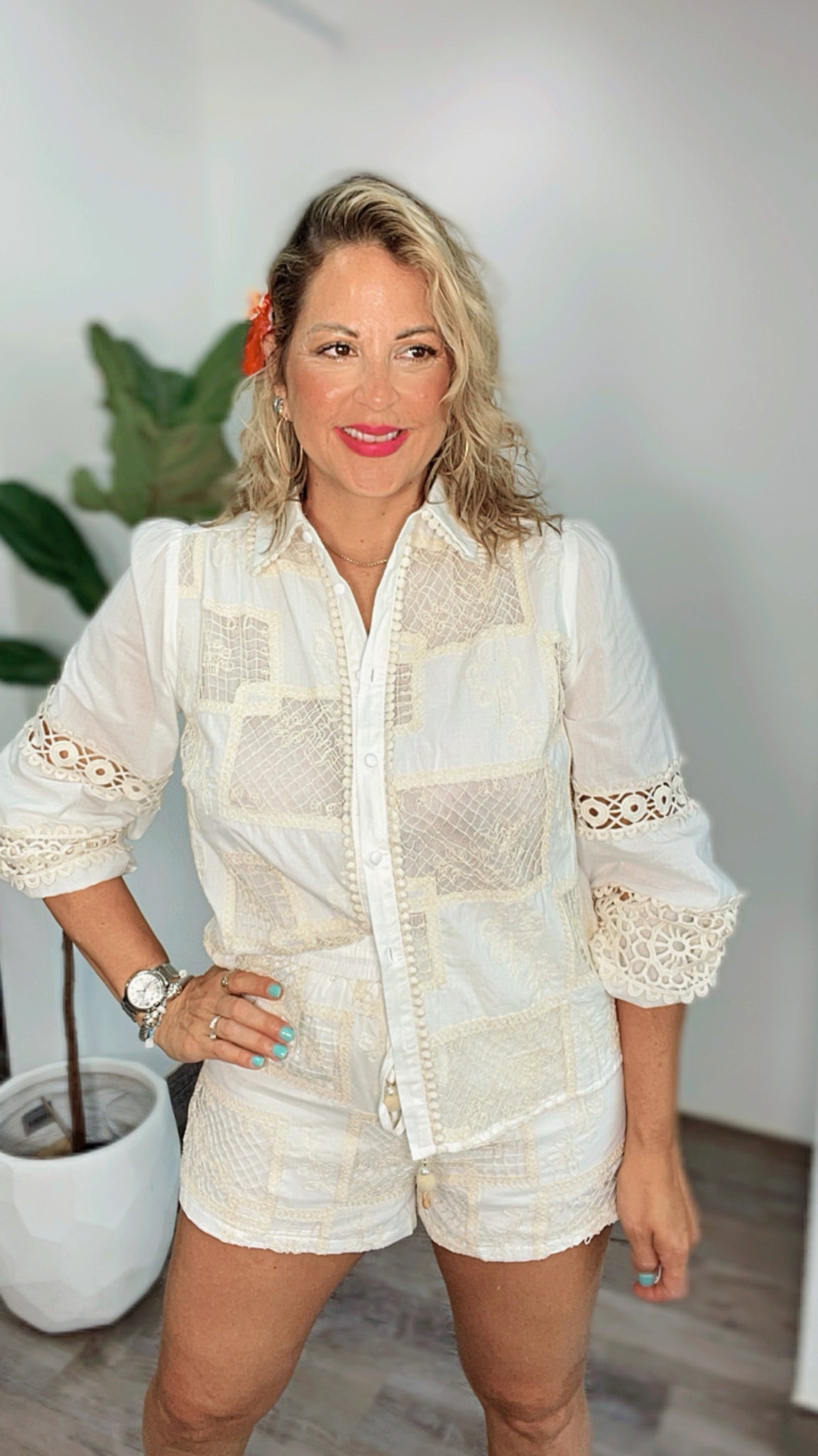 Sol de Palma  Blouse & Short Pant Set