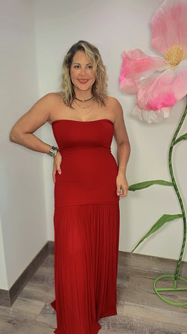 Merlot Strapless Maxi Dress