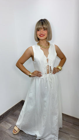 Maryline White Linen Set