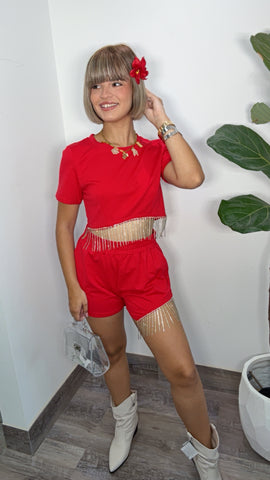 Ritmo Tropical Rojo Top & Short Set