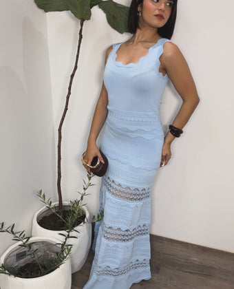 Sky Blue Scalloped Dress