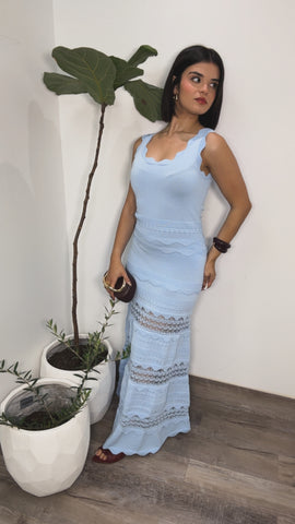 Sky Blue Scalloped Dress