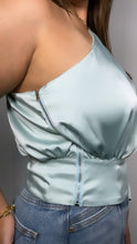 Sage One Shoulder Satin Blouse