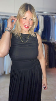 Ruched Black Maxi-dress