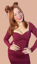 Antonella Burgundy Long Sleeve Midi Dress