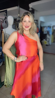 OMBRE SATIN KNOT ONE SHOULDER TOP