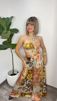 Boho Pastel Print Tube & Pant Set