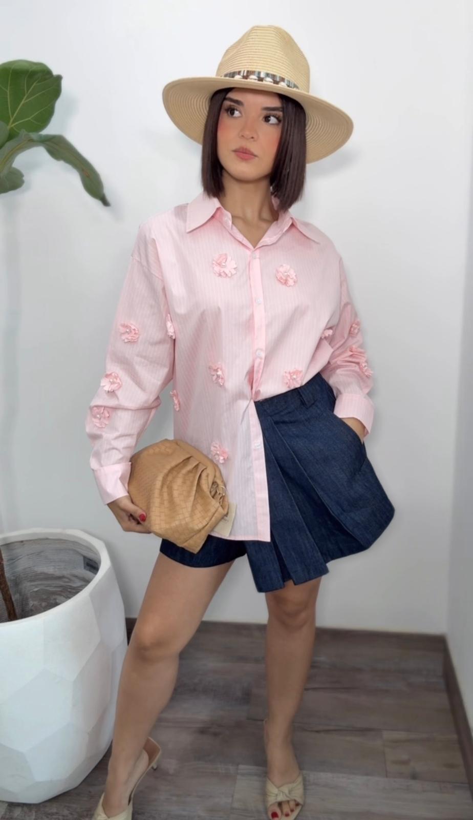 Pink Bloom Stripes Shirt