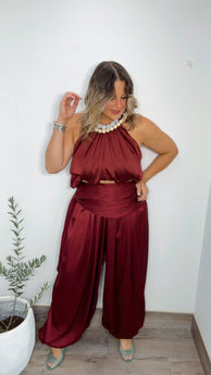 Burgundy Satine Set
