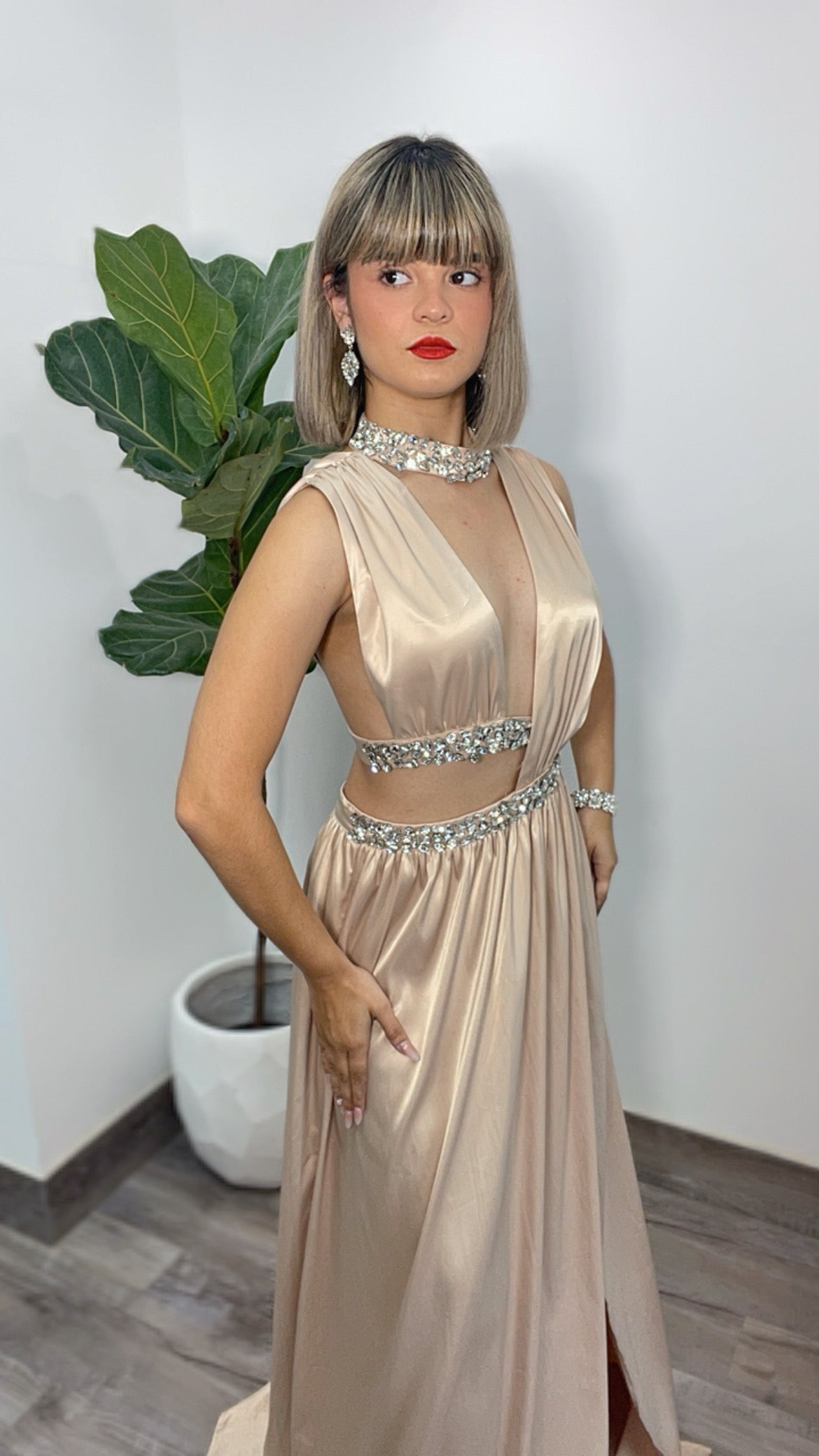 Champagne Cut Out Maxi-Dress