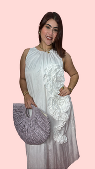 ANNA GRACIA FLOWER WHITE DRESS