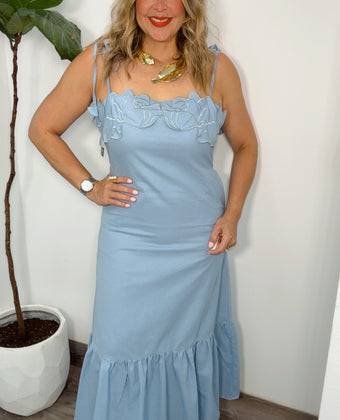 Blue Petal Midi Dress