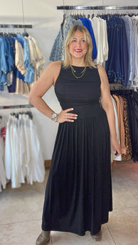 Ruched Black Maxi-dress