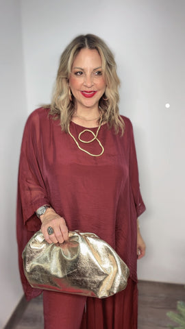 Italy Burgundy Silk Tunic