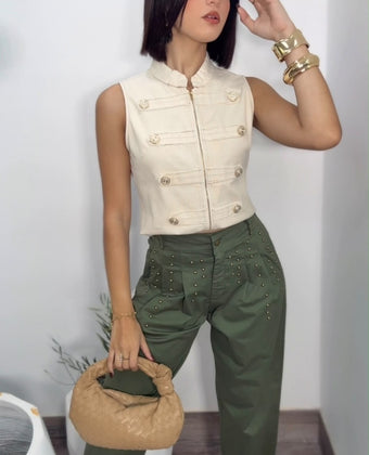 Natural Napoleón Vest Top