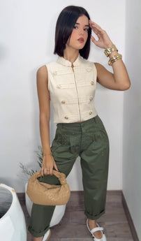 Natural Napoleón Vest Top