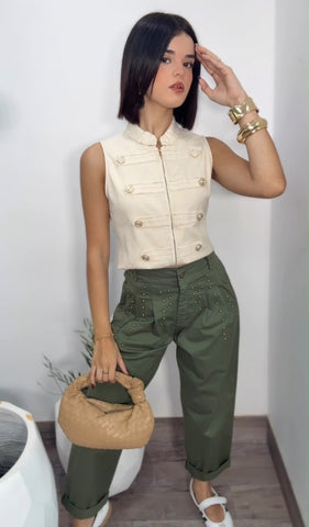 Natural Napoleón Vest Top